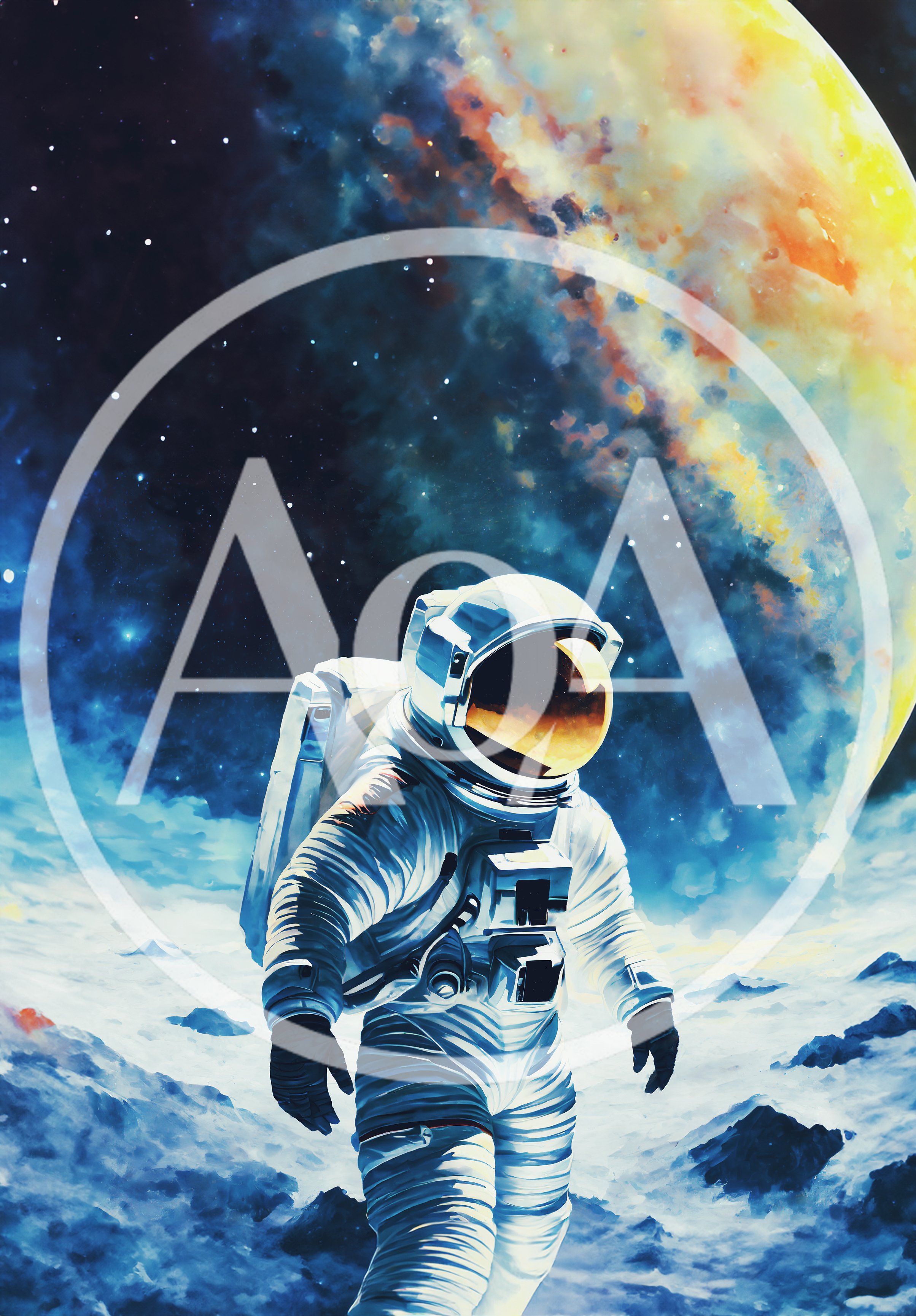 Astronaut Walking On A Distant Alien Planet Surface