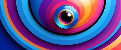 Abstract Colorful Concentric Circles With Central Eye Motif