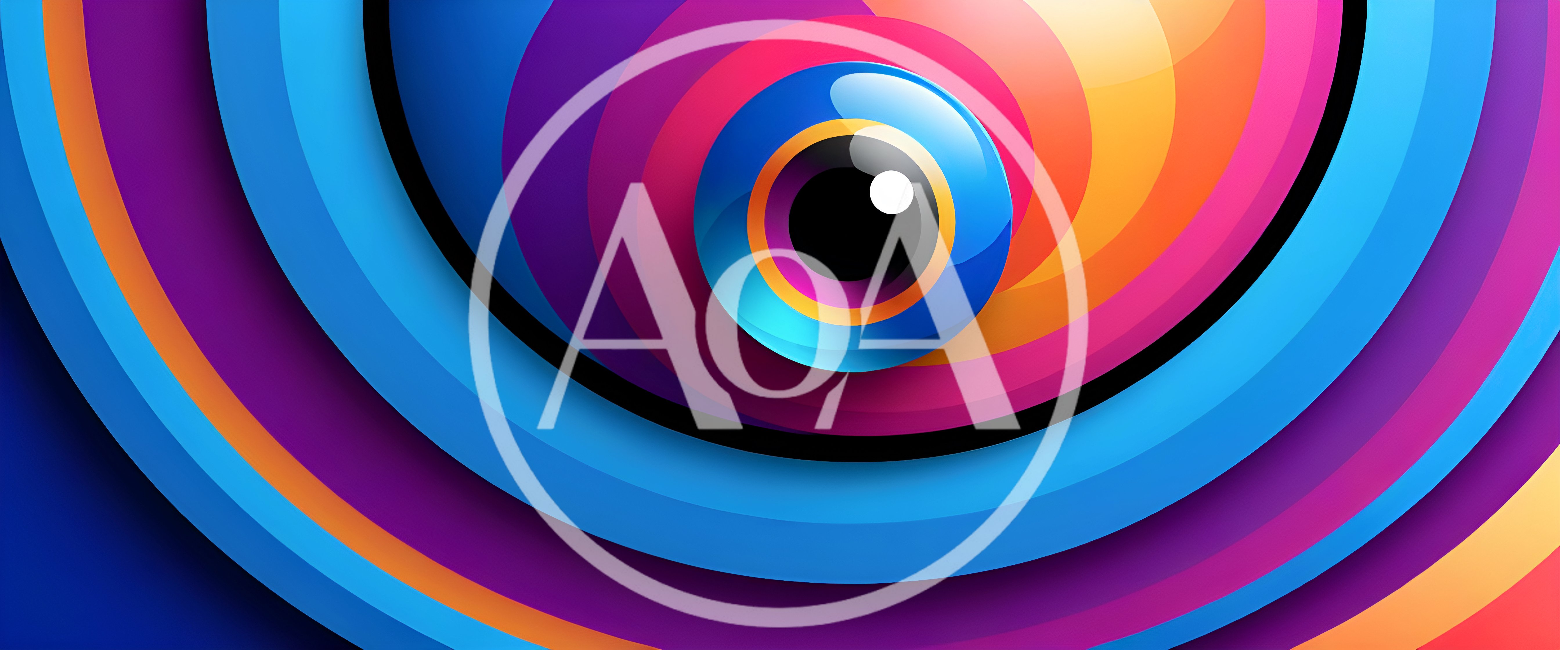 Abstract Colorful Concentric Circles With Central Eye Motif