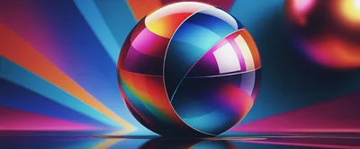 Abstract Glossy Sphere With Vibrant Colorful Light Reflections