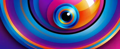 Abstract Colorful Concentric Circles With Central Eye Motif