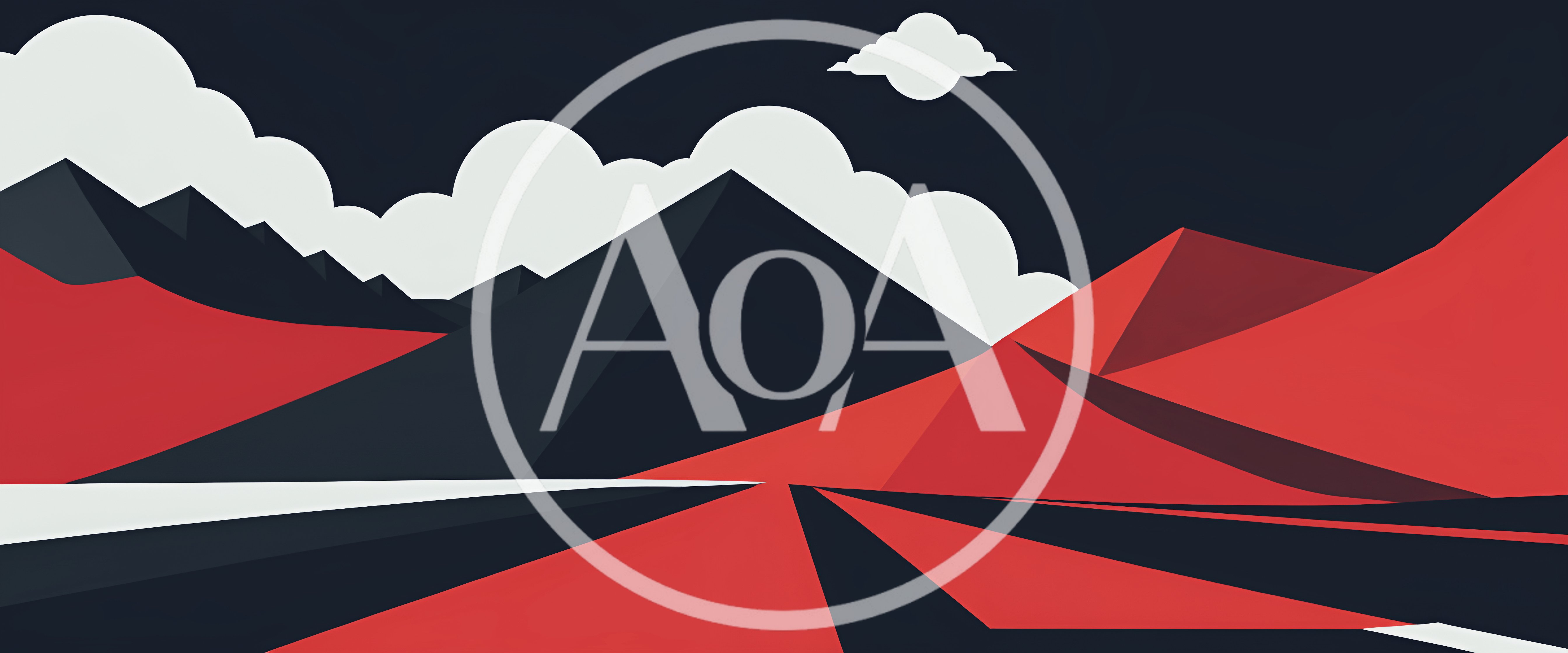 Minimalist Geometric Mountain Landscape With Red And Dark Tones