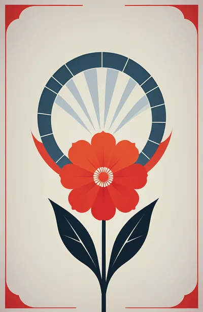 Minimalist Graphic Illustration Of A Stylized Red Flower