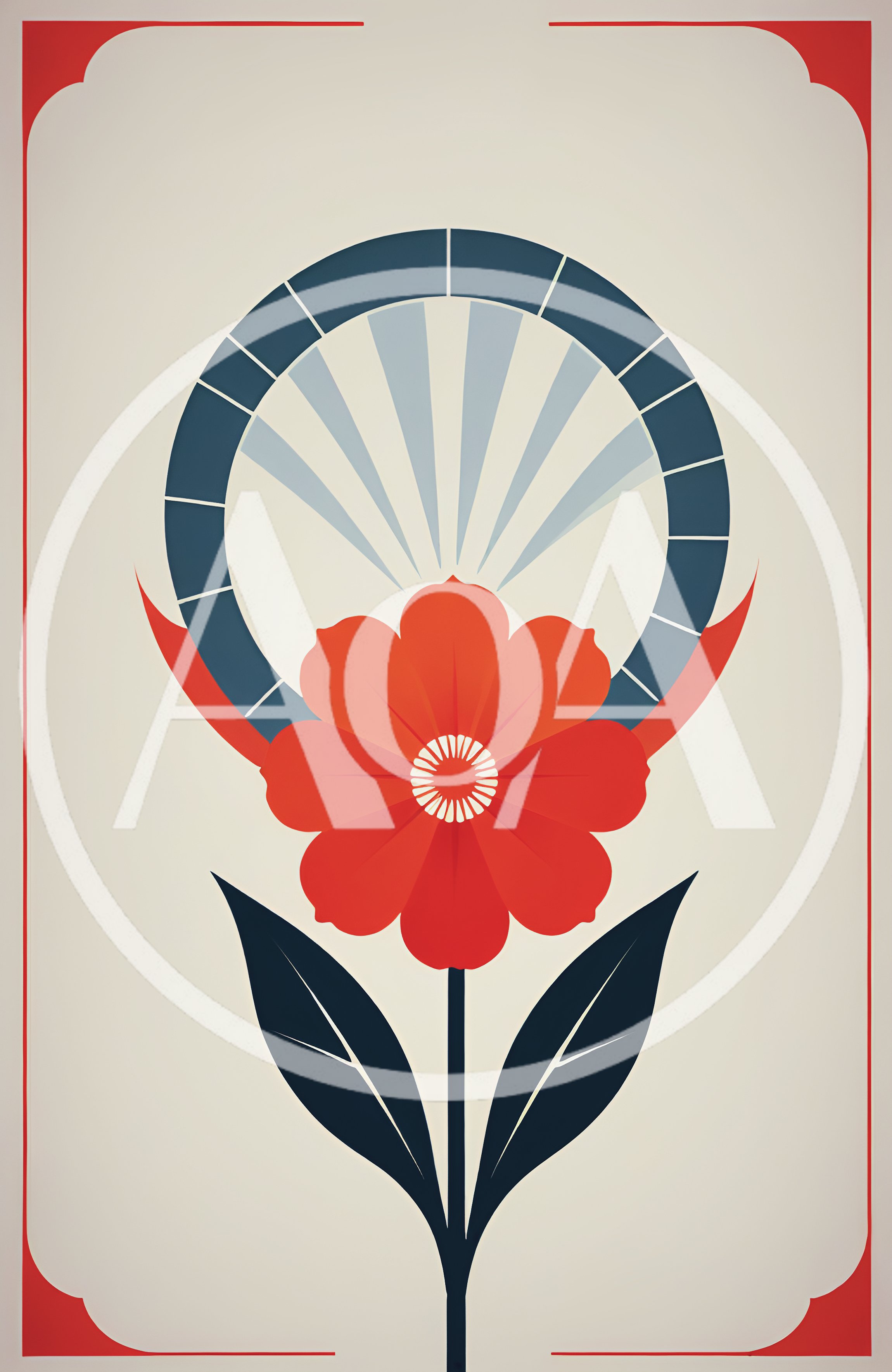 Minimalist Graphic Illustration Of A Stylized Red Flower