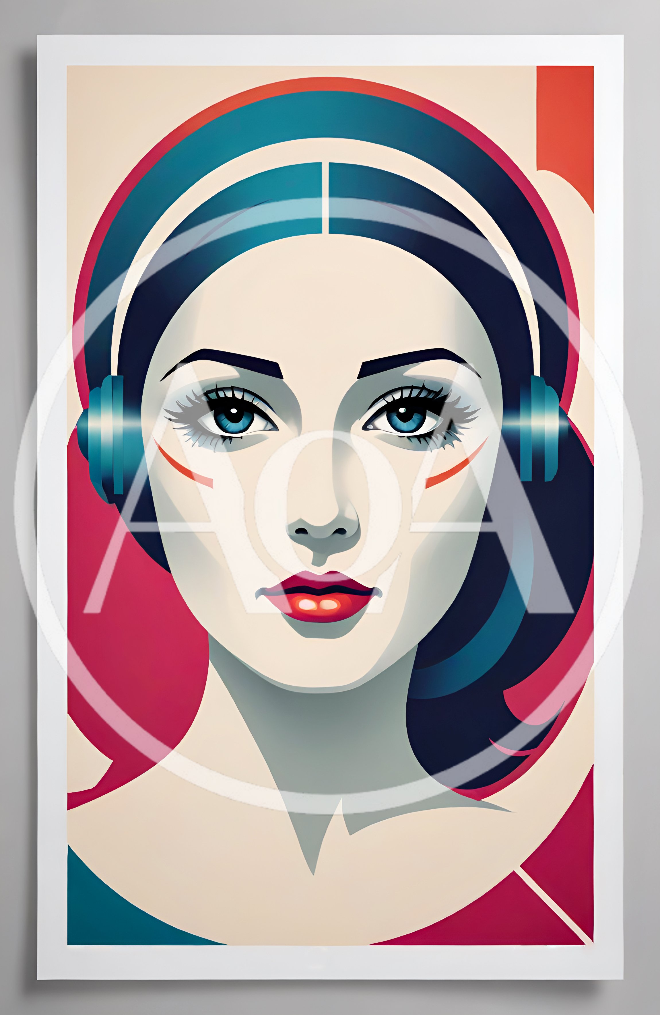 Stylized Digital Illustration Of A Woman Wearing Headphones