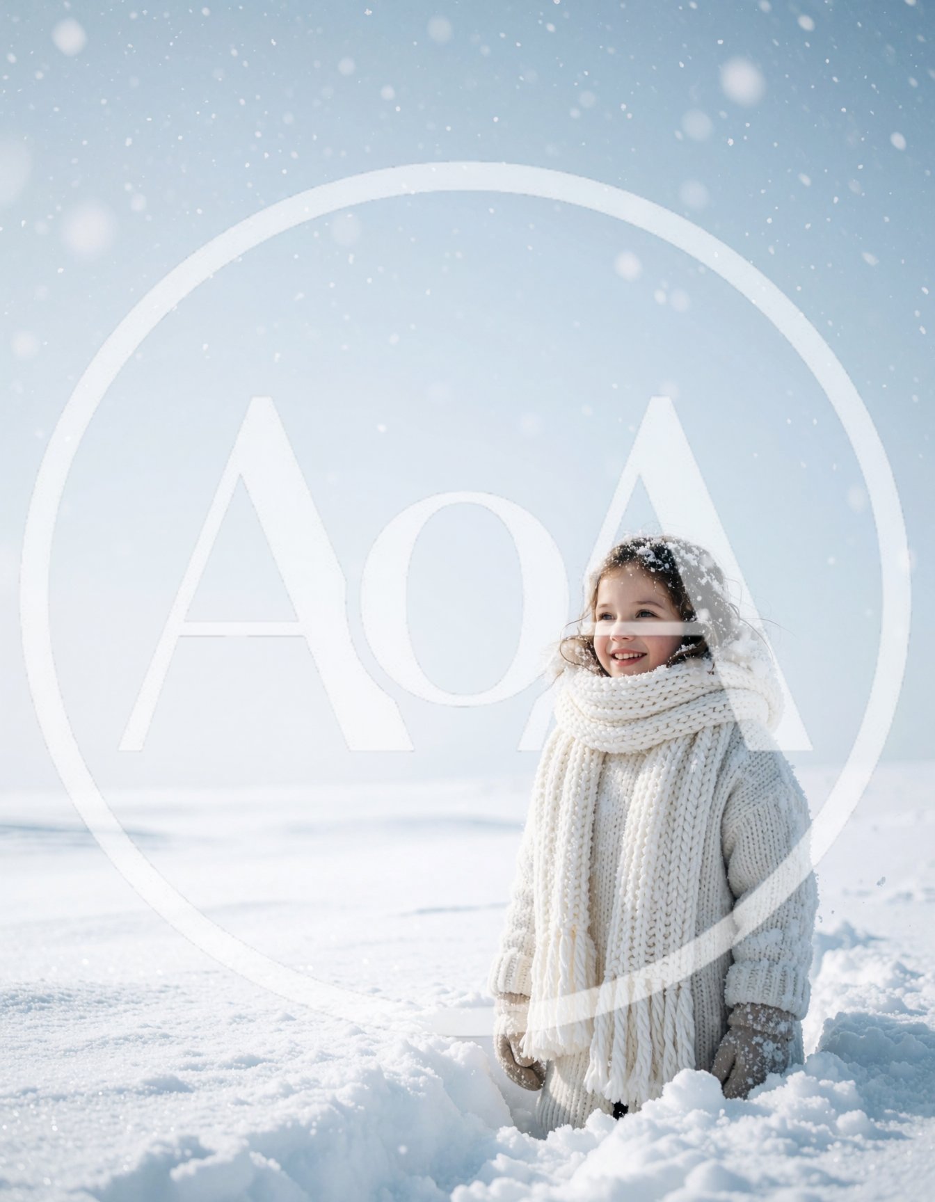 Happy Little Girl Playing In Snowy Winter Landscape