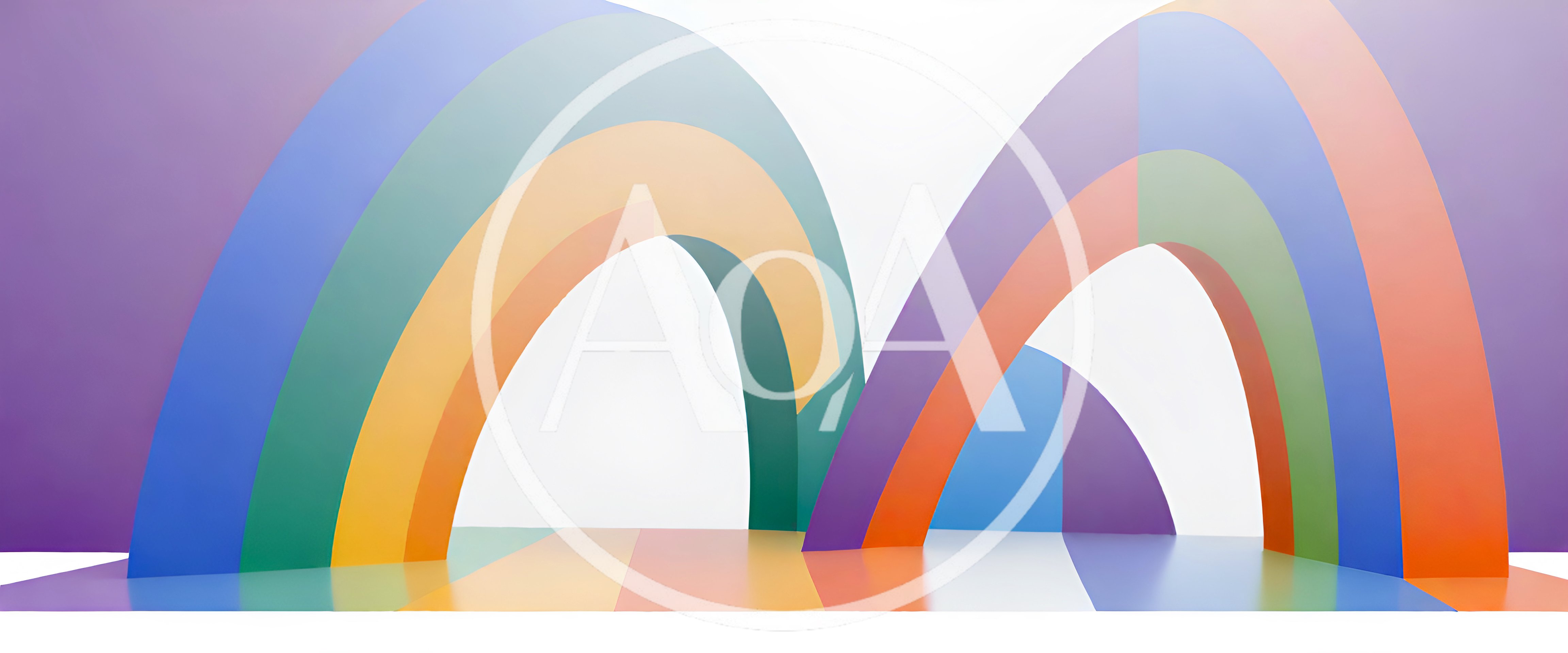 Abstract Rainbow Archway Installation In A Minimalist Studio