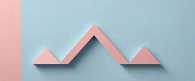 Minimalist 3D Pink Mountain Shape On Blue Background