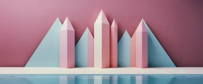 Abstract 3D Geometric Shapes With Pastel Colors