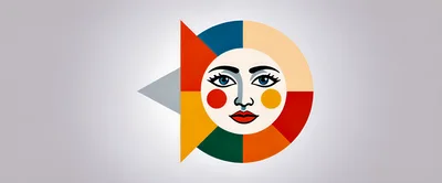 Abstract Geometric Sun Face Graphic Design
