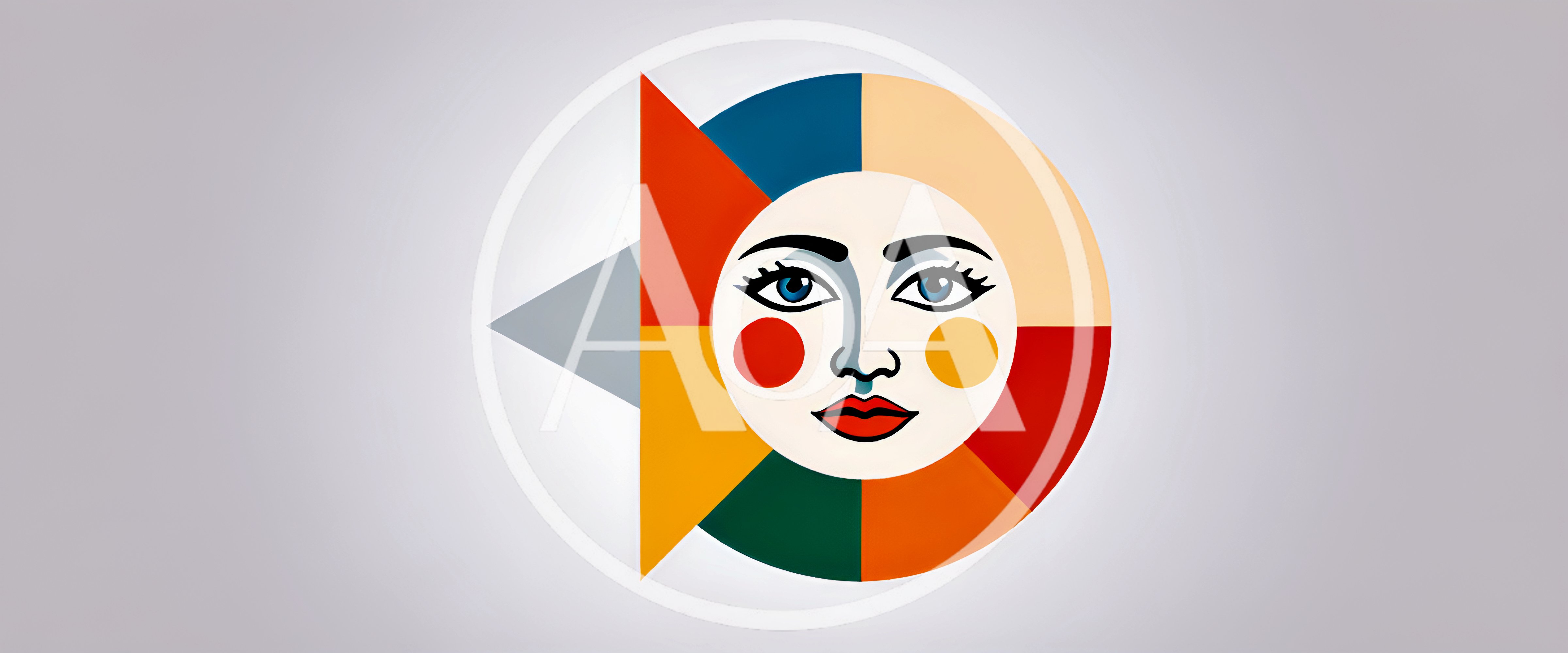 Abstract Geometric Sun Face Graphic Design