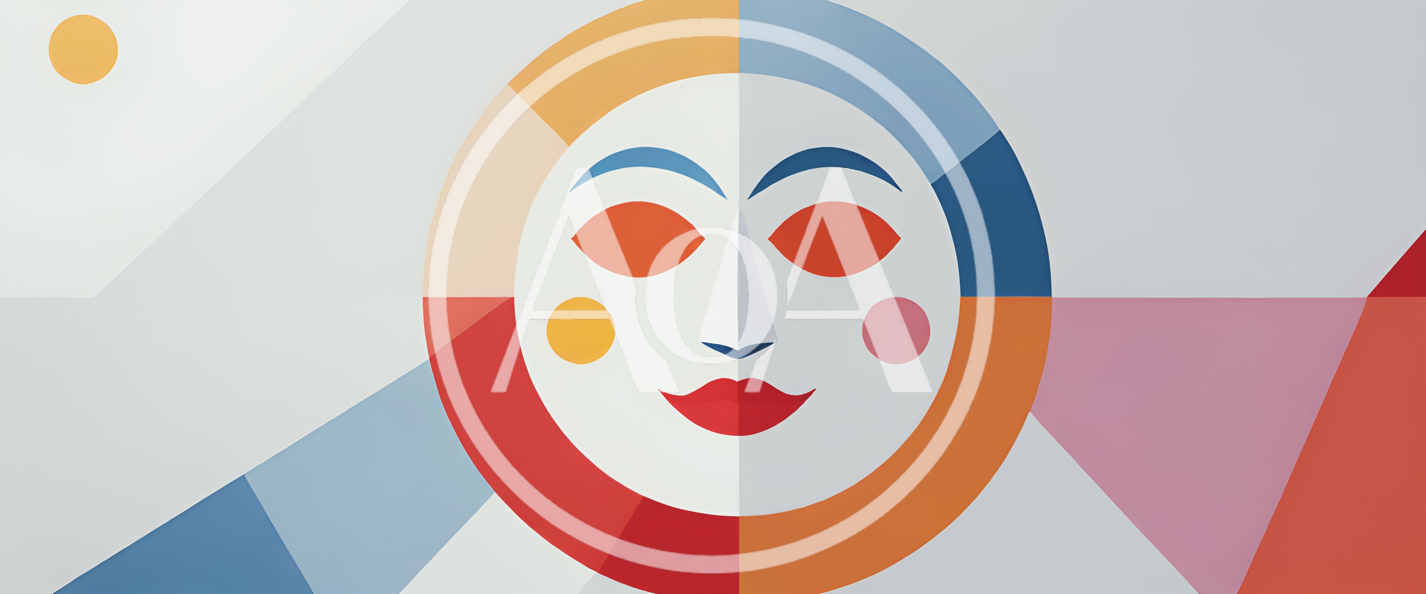 Abstract Geometric Face Illustration With Sun Motif