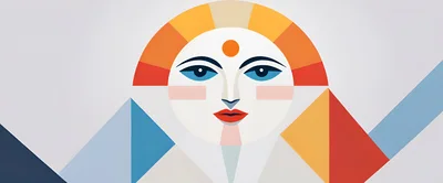 Stylized Geometric Sun Face Illustration