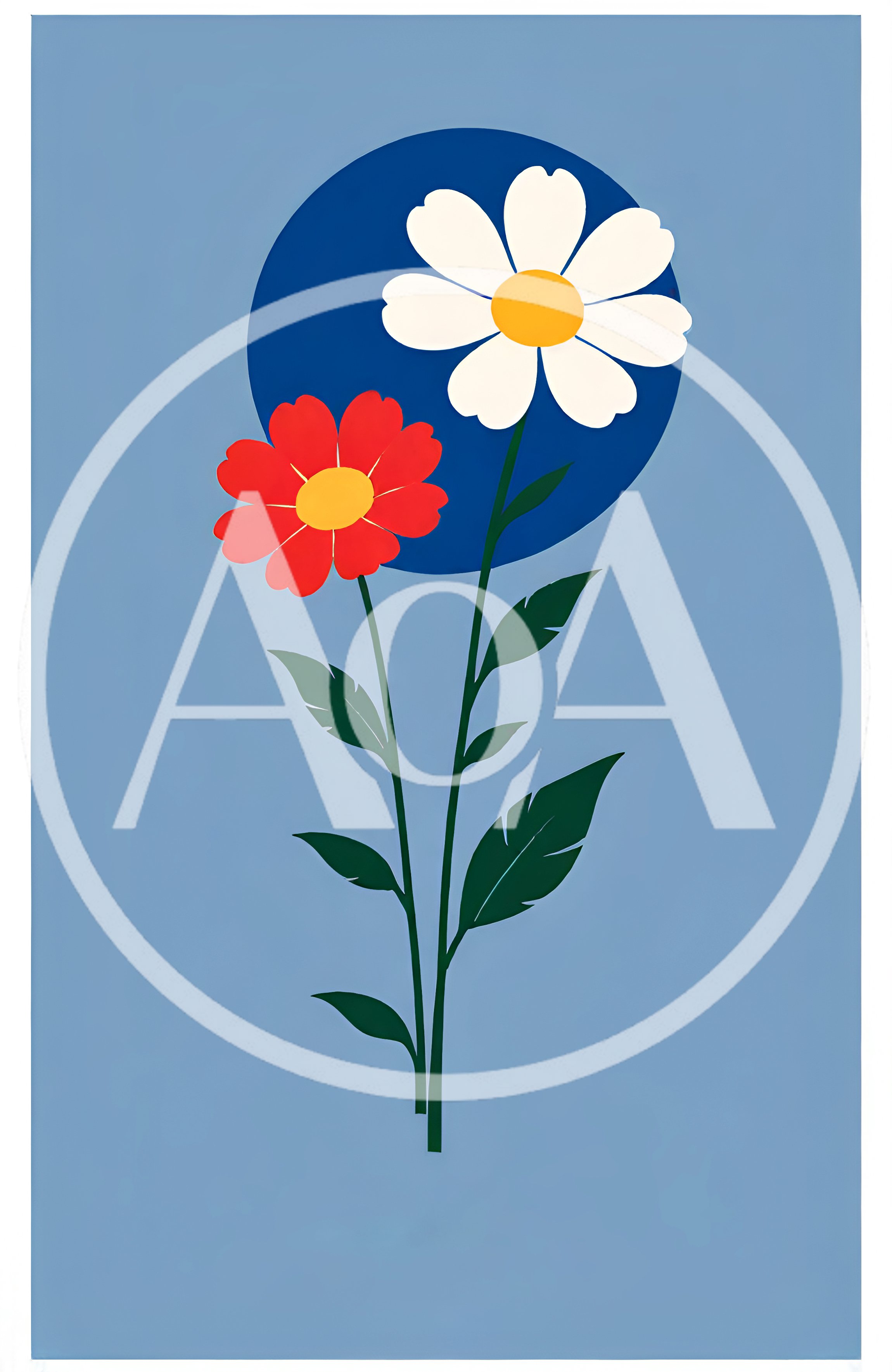 Minimalist Illustration Of Red And White Flowers