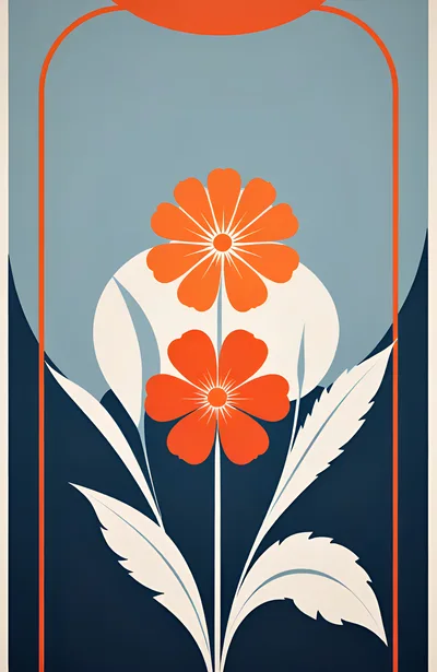 Minimalist Floral Illustration With Geometric Shapes
