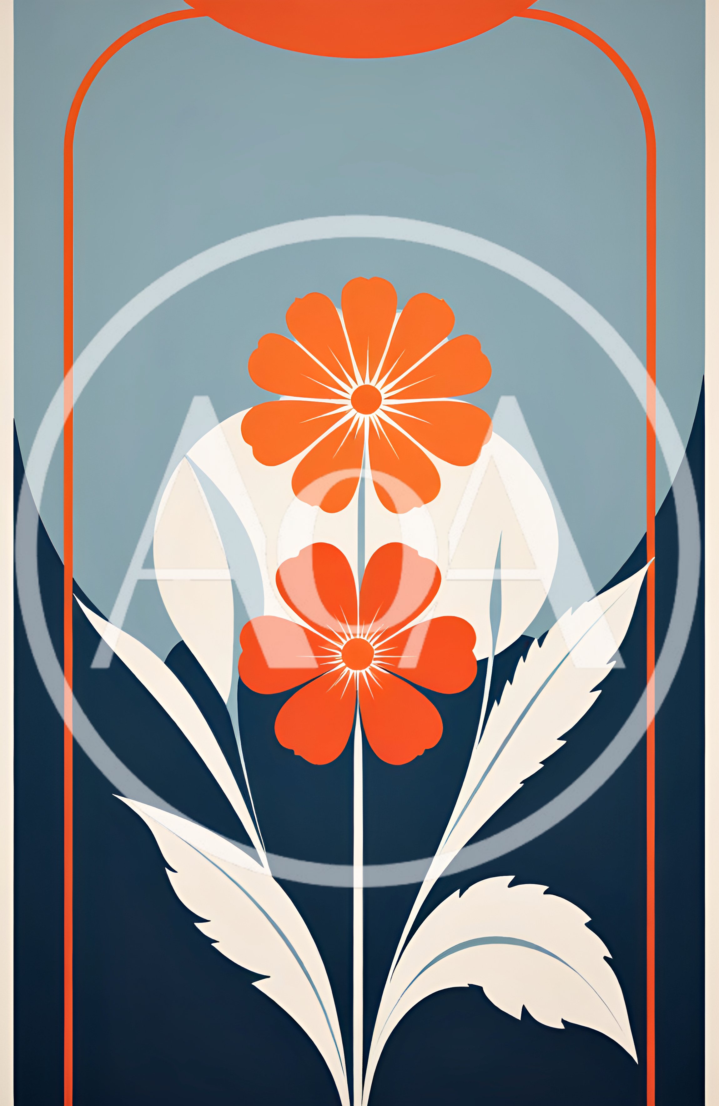 Minimalist Floral Illustration With Geometric Shapes