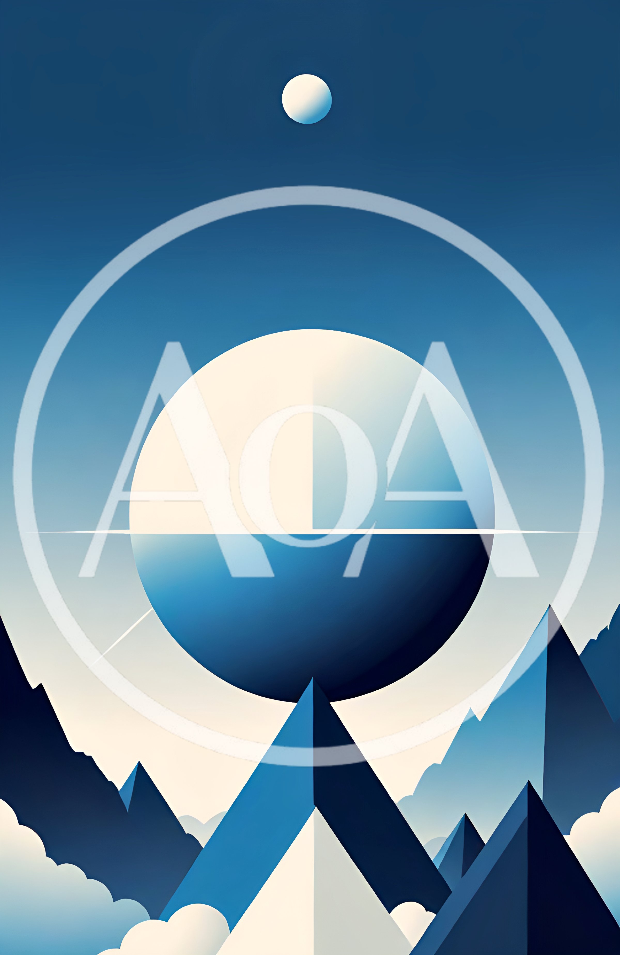 Minimalist Abstract Landscape With Geometric Spheres And Mountains