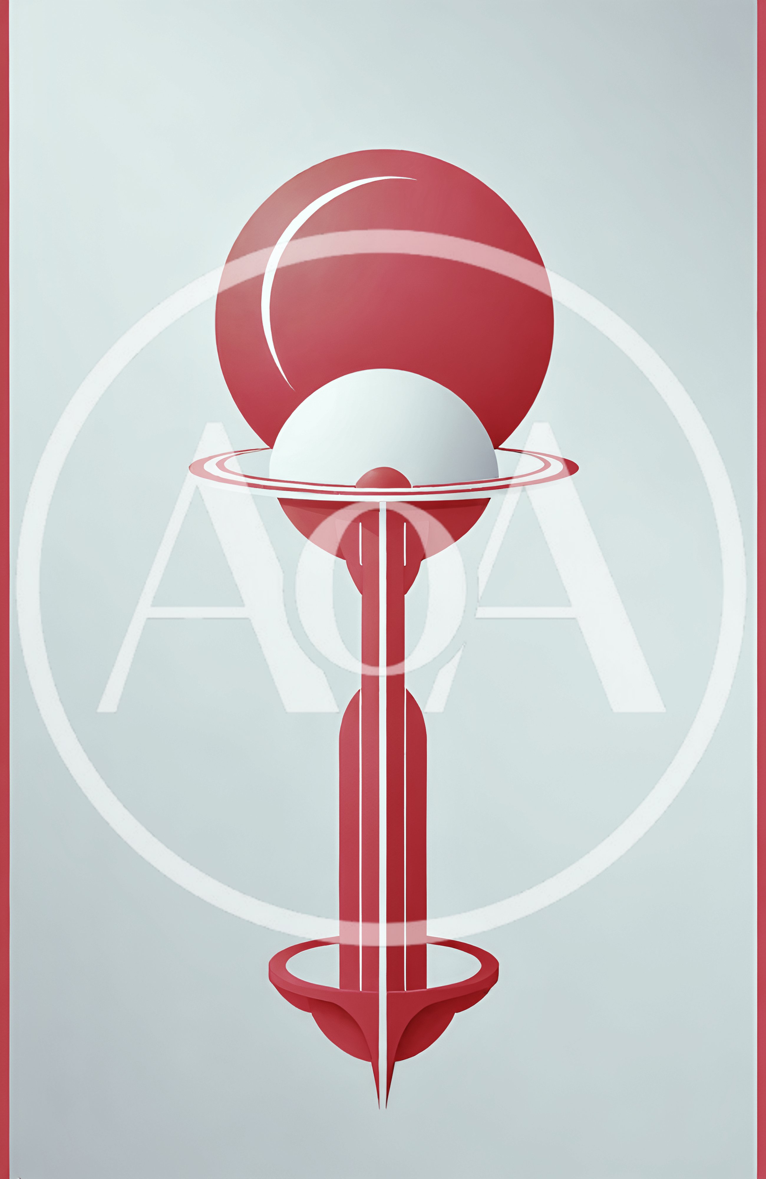 Minimalist Abstract Red And White Futuristic Space Station