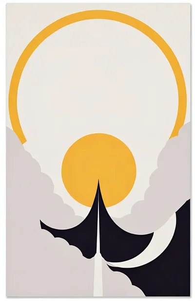 Minimalist Abstract Rocket Launch Illustration