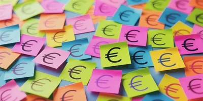 Colorful Sticky Notes With Euro Symbols