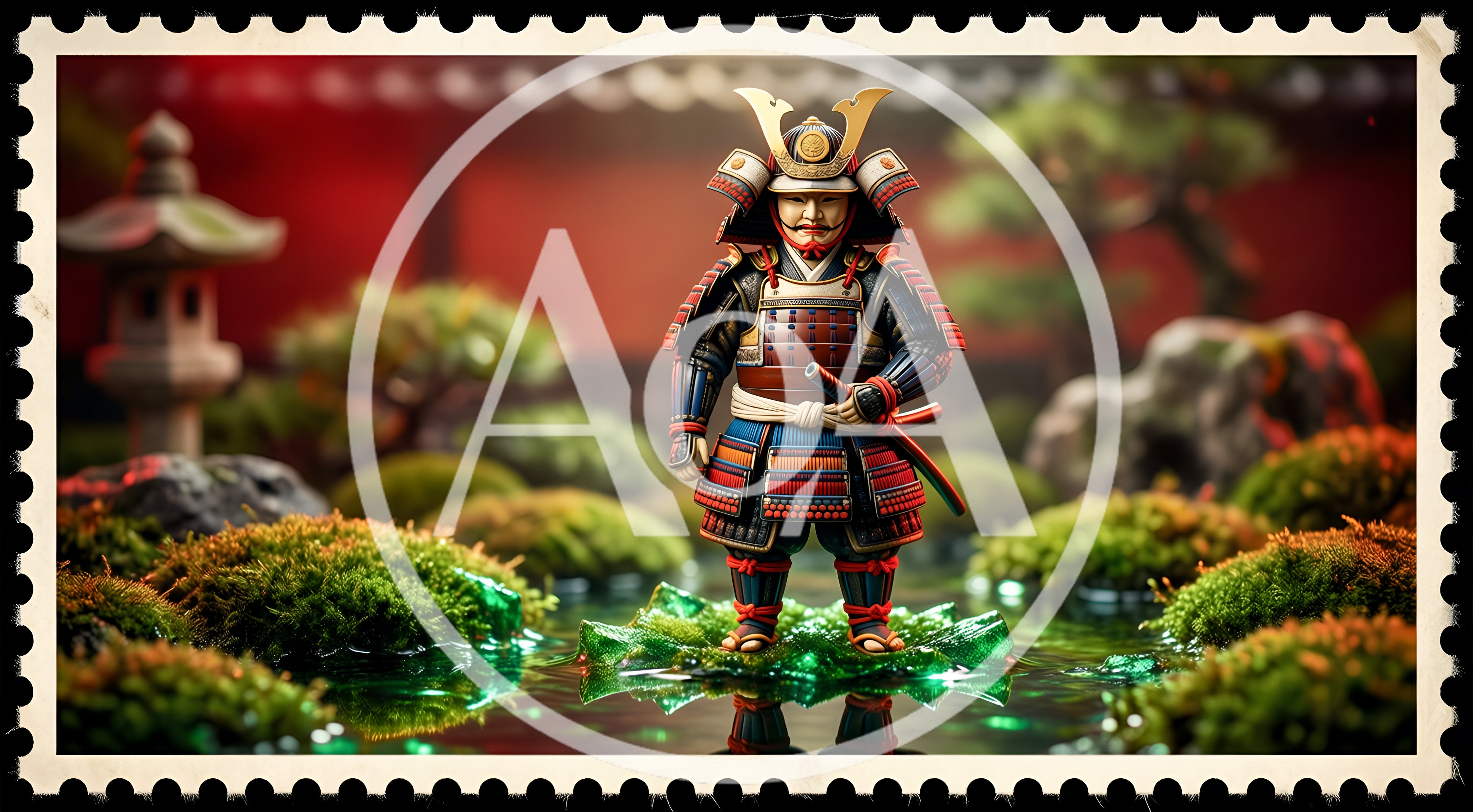 Samurai Warrior Standing In A Traditional Japanese Garden