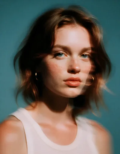 Portrait Of A Young Woman With Motion Blur Effect