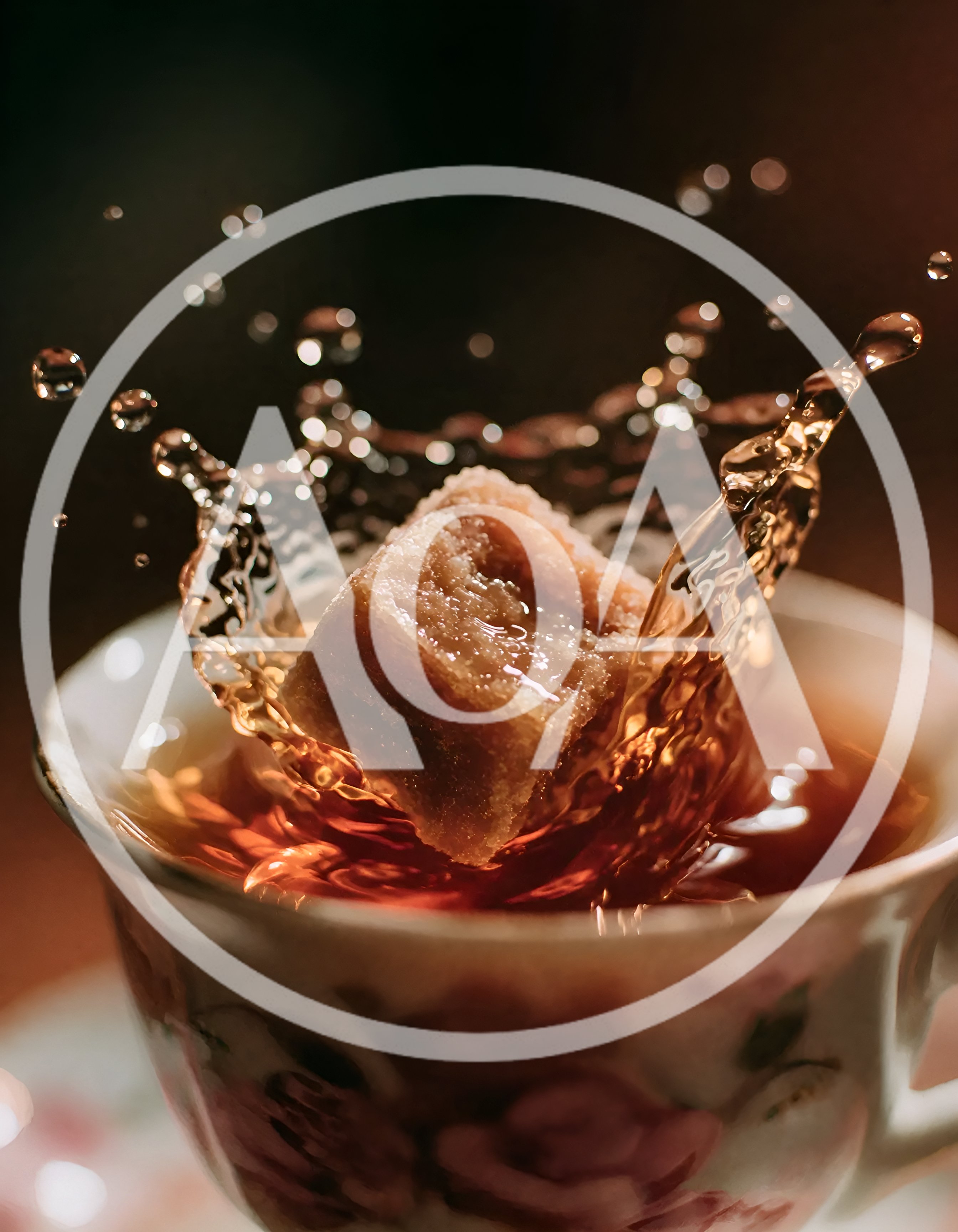 Sugar Cube Dropping Into A Cup Of Tea
