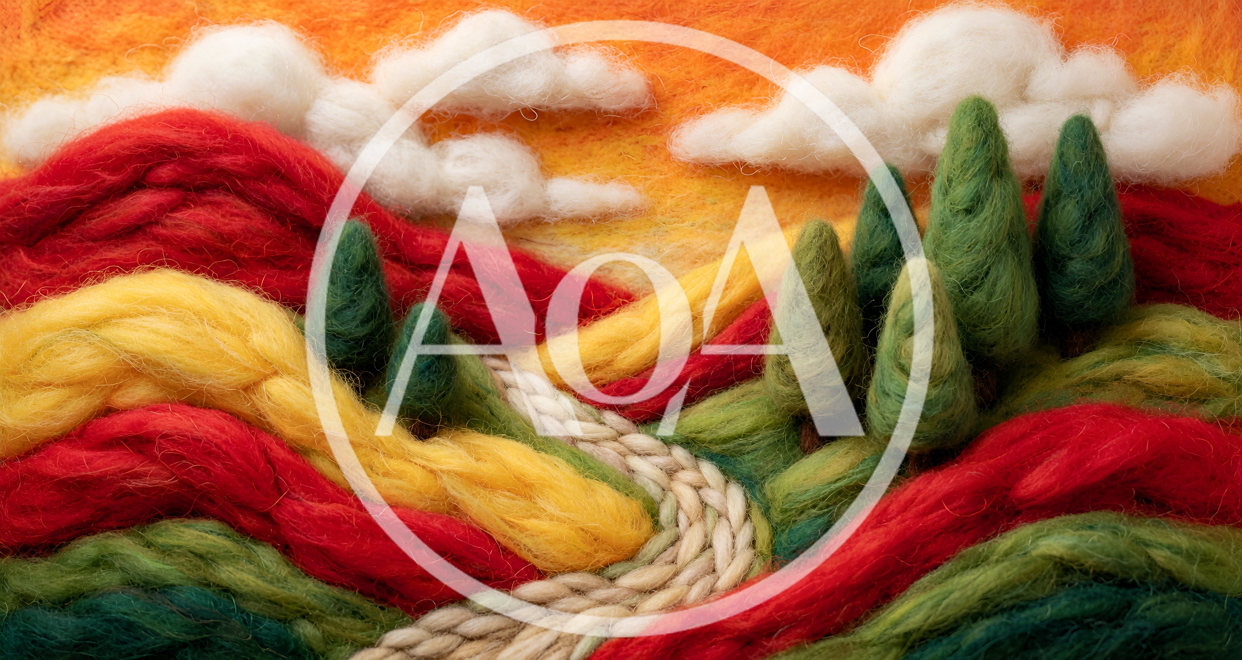 Needle Felted Landscape With Rolling Hills And Trees