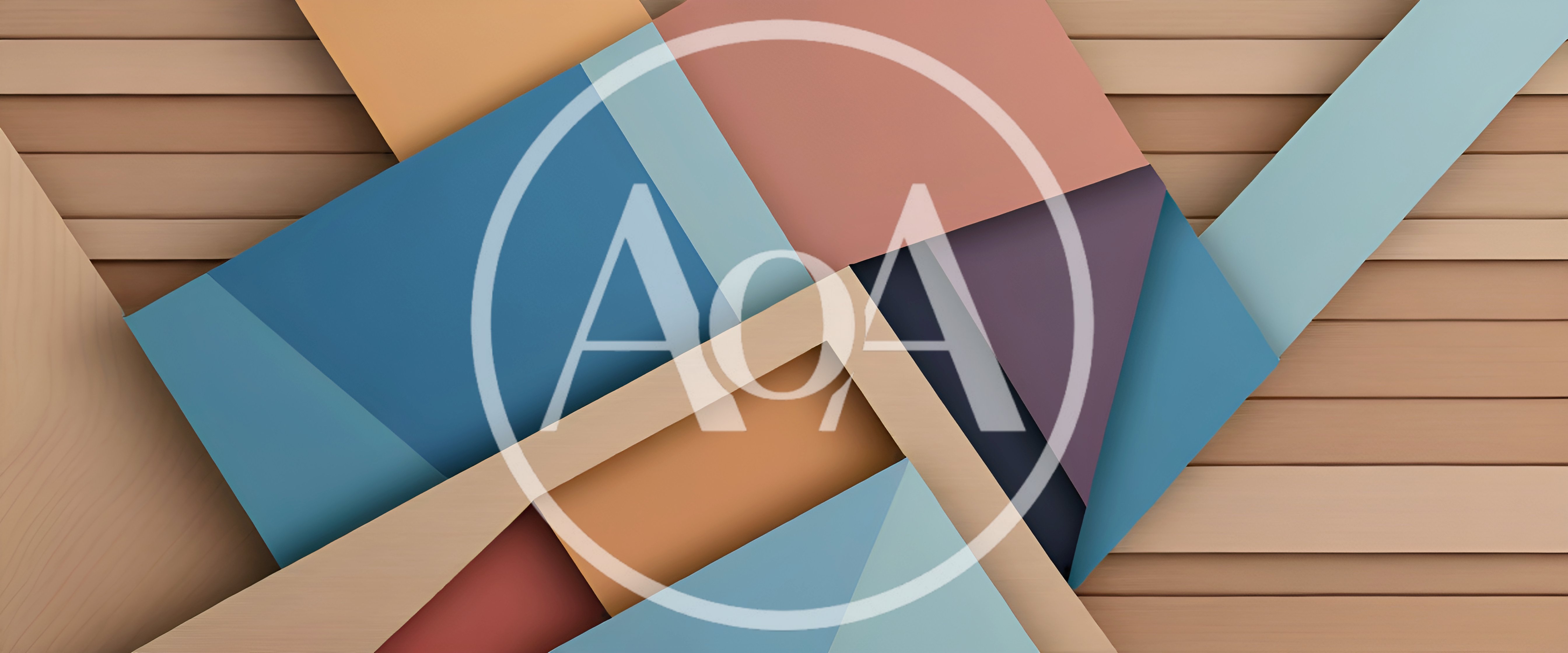 Abstract Geometric Shapes Overlaid On Wooden Background
