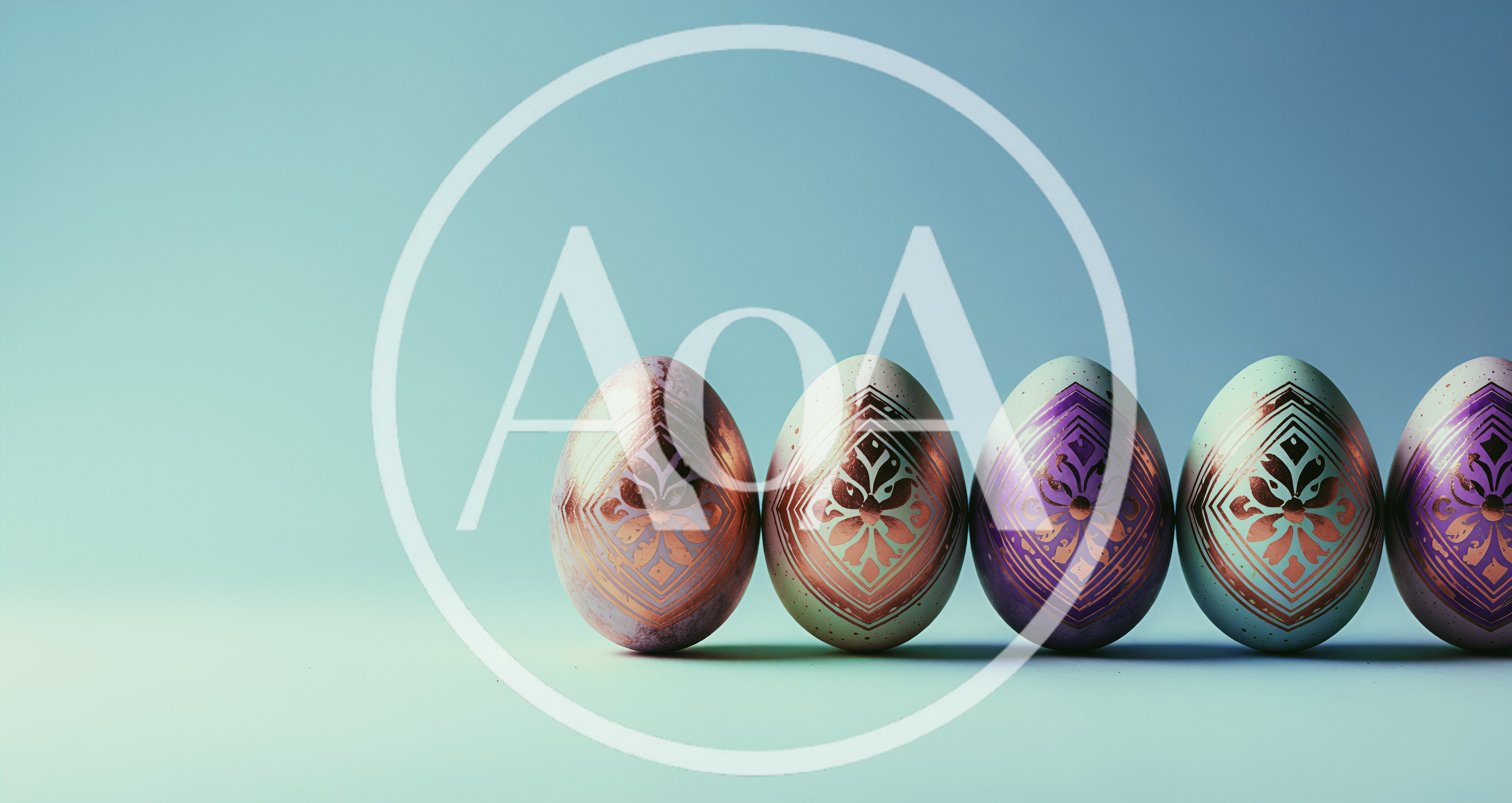Five Decorative Easter Eggs Arranged In A Row