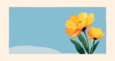 Minimalist Illustration Of Two Yellow Flowers