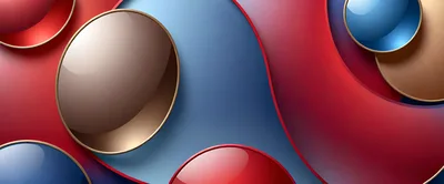 Abstract 3D Background With Glossy Spheres And Curves