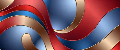 Abstract Background With Flowing Red Blue And Gold Curves