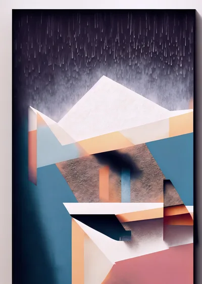 Abstract Geometric Composition With Rain Texture