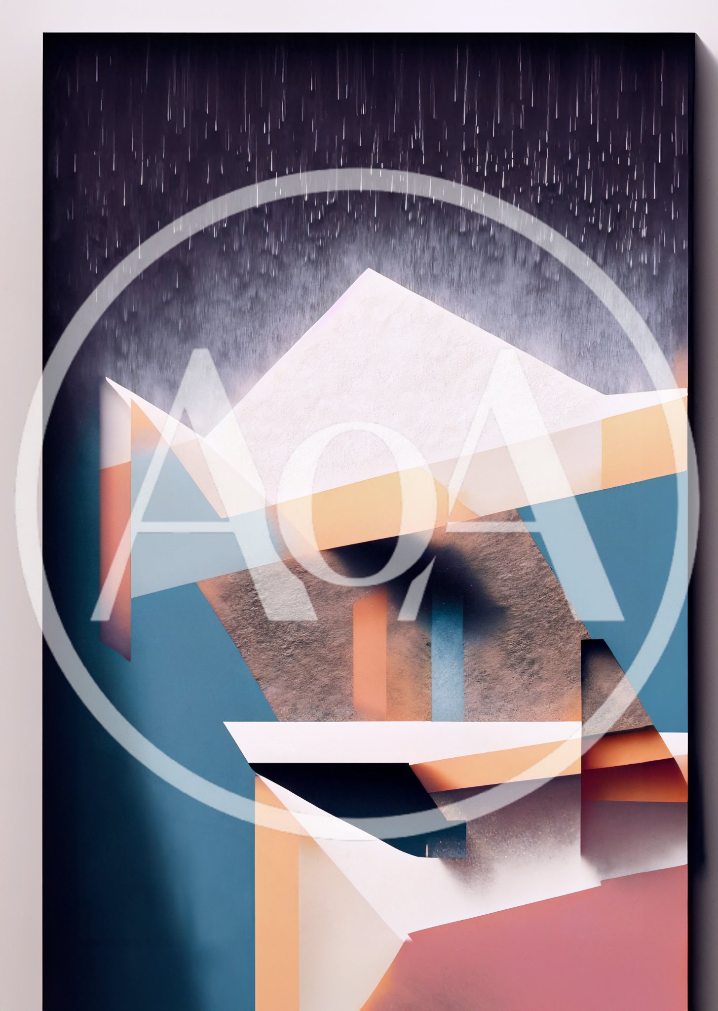 Abstract Geometric Composition With Rain Texture