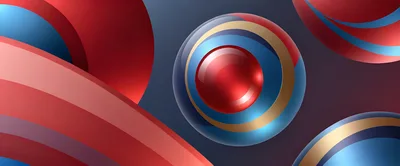 Abstract 3D Spheres With Red And Blue Layers