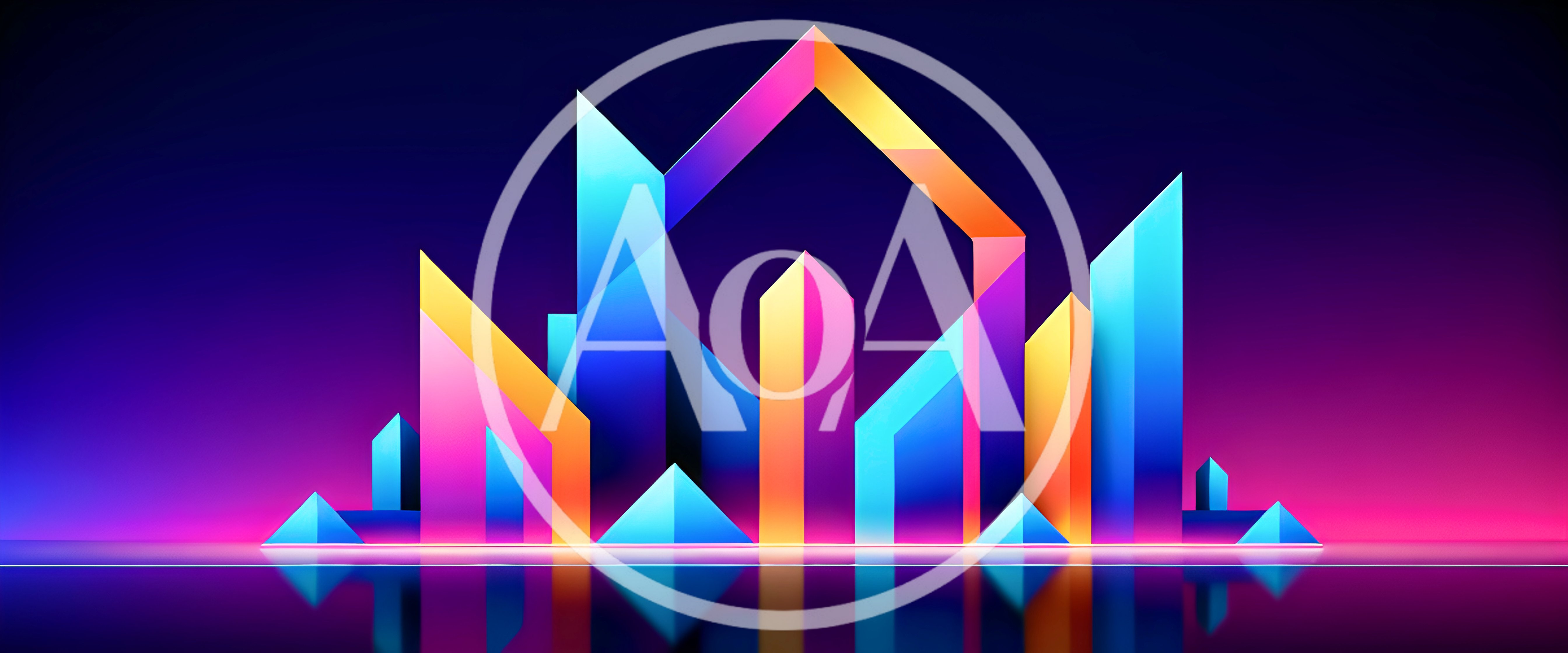 Abstract Neon Geometric Cityscape Digital Art