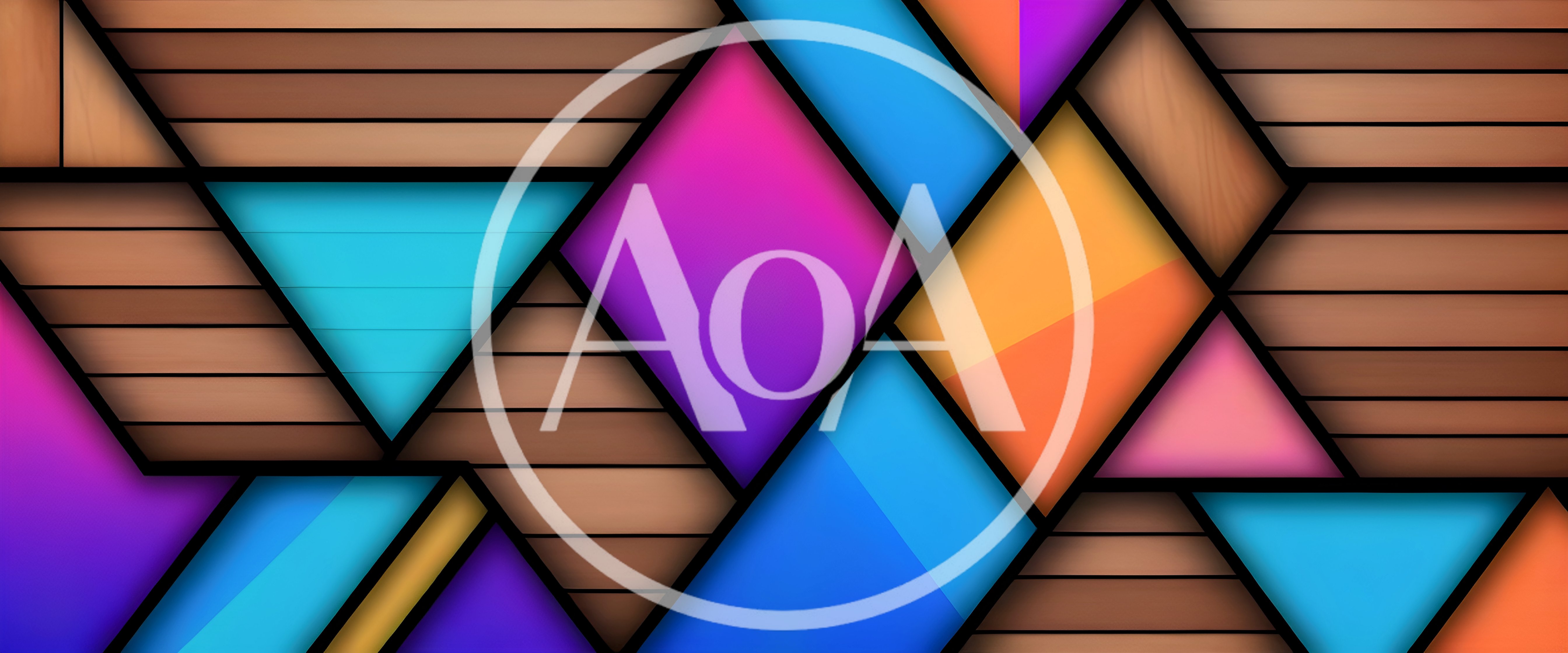 Abstract Geometric Background With Wood And Colorful Shapes