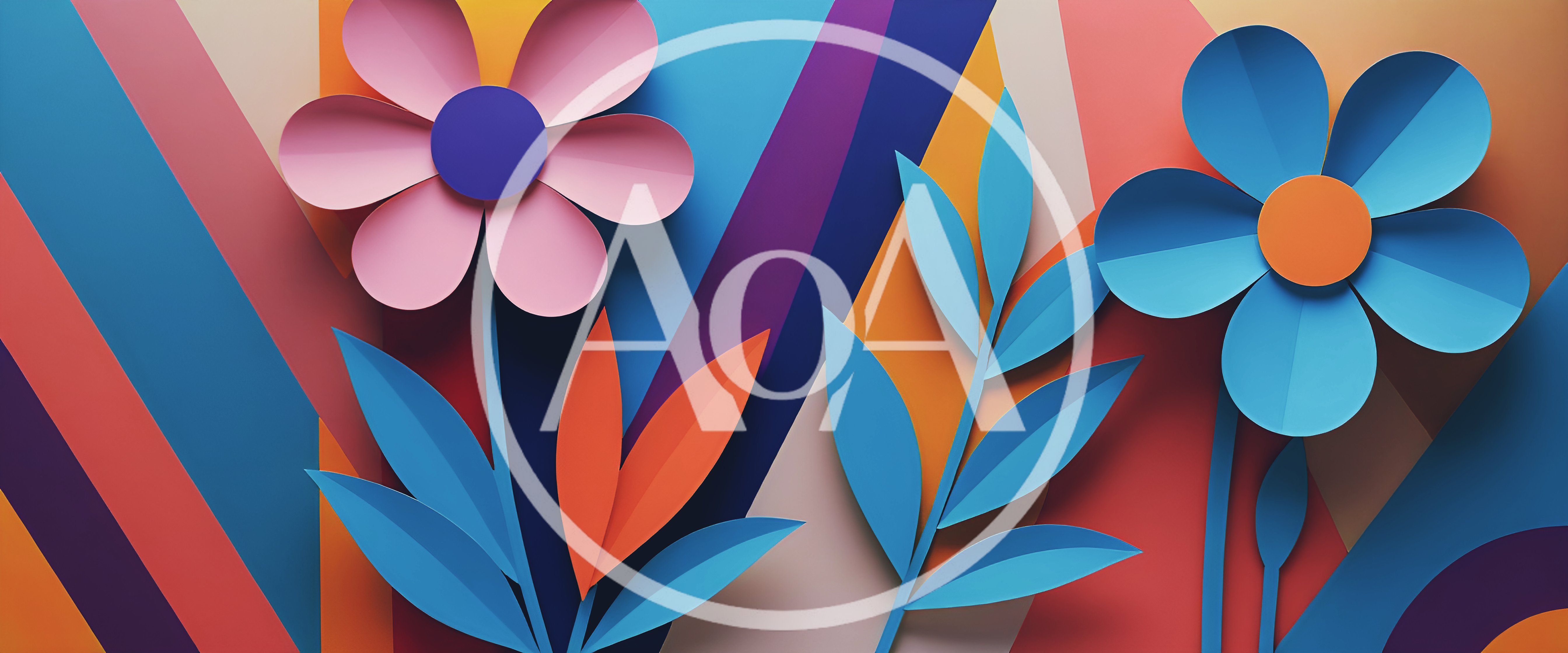 Paper Cutout Floral Design With Geometric Background
