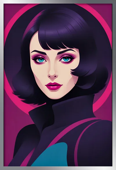 Stylized Digital Portrait Of A Woman With Bob Haircut