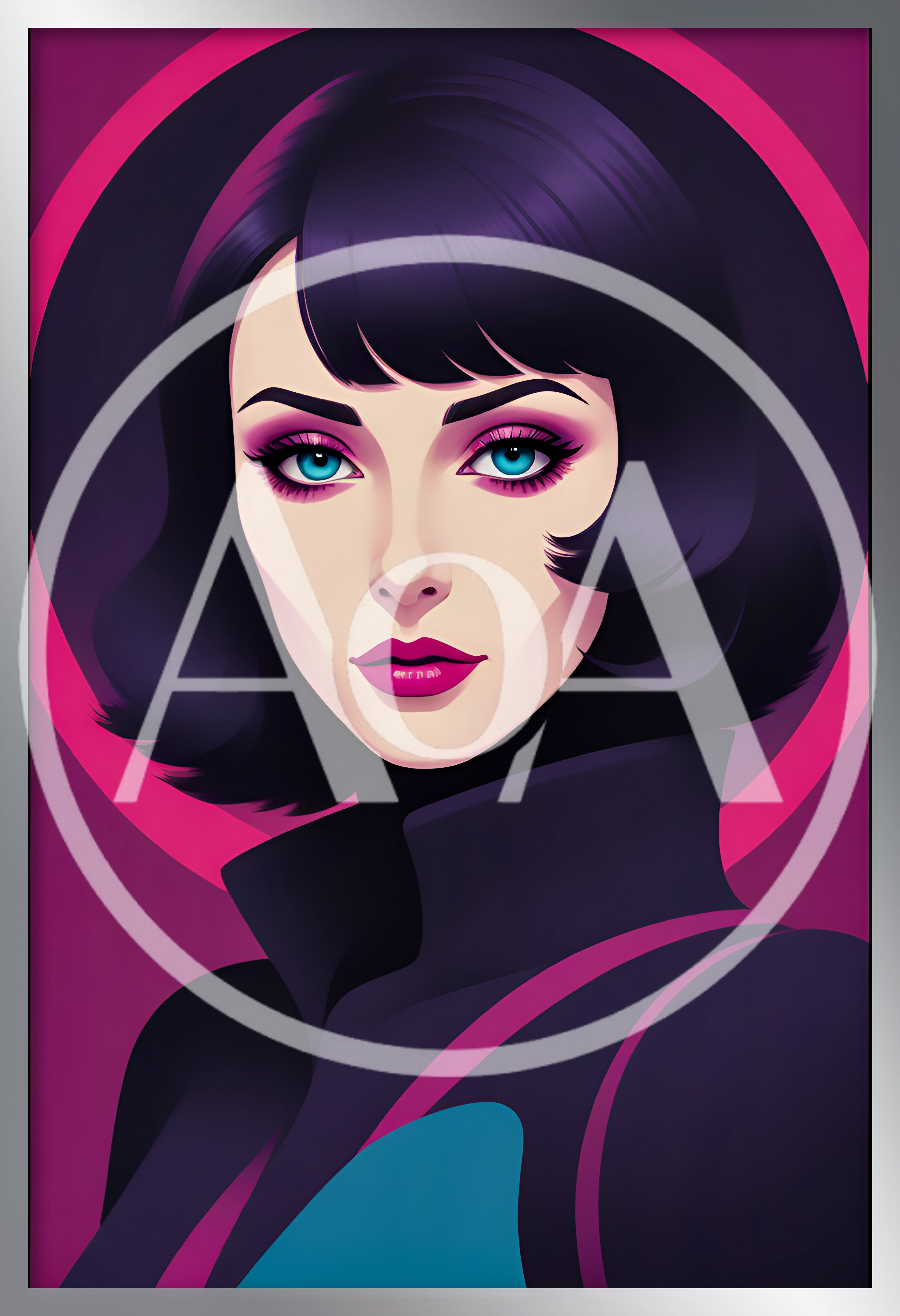 Stylized Digital Portrait Of A Woman With Bob Haircut