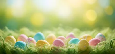 Colorful Easter Eggs Nestled In Green Grass
