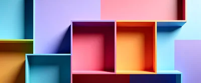 Abstract Colorful Geometric Shelving Unit Background