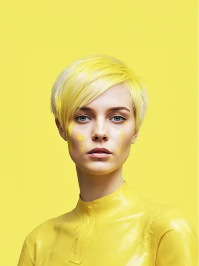 Portrait Of A Woman With Yellow Painted Skin