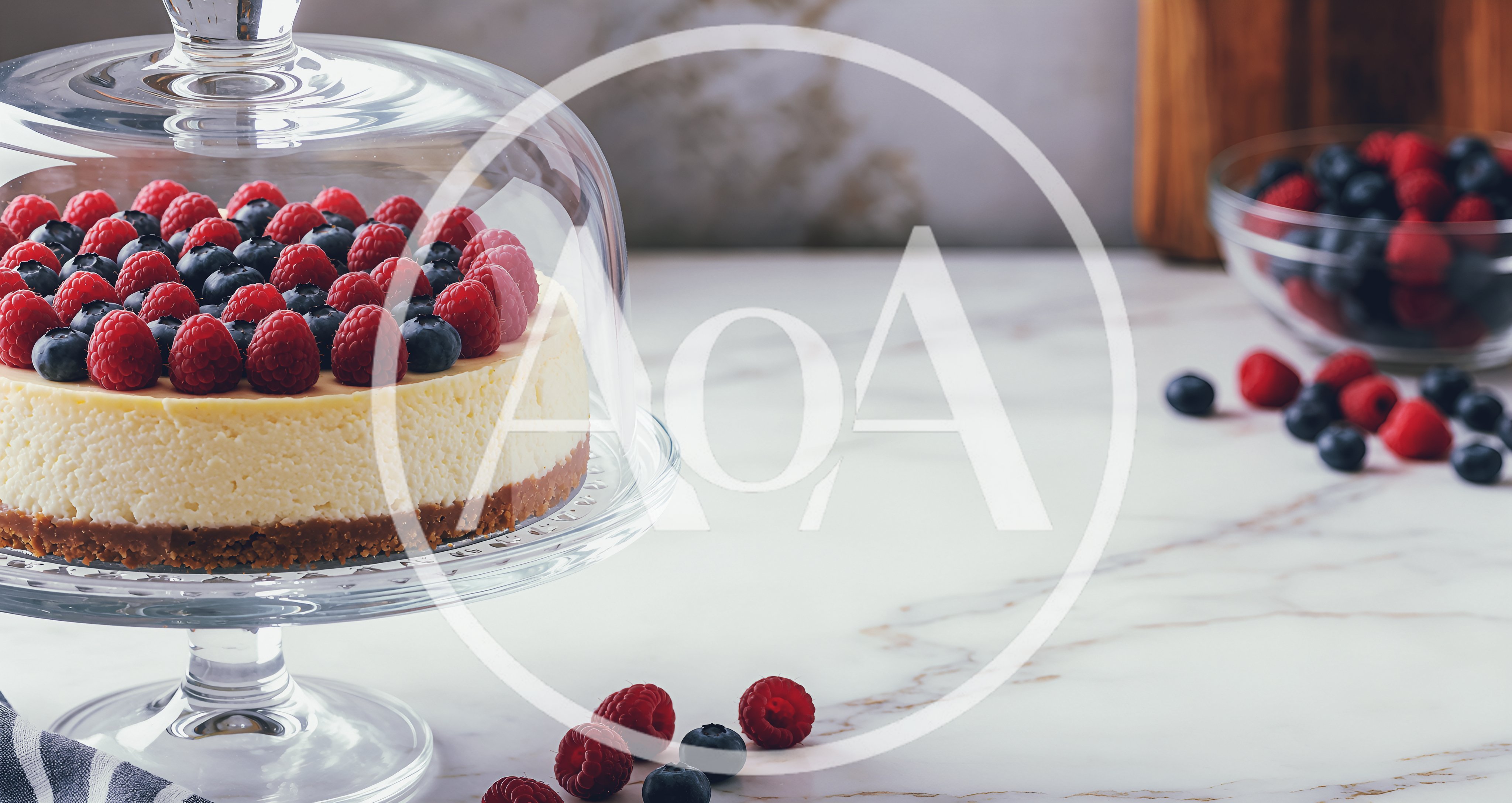 Cheesecake Topped With Fresh Raspberries And Blueberries