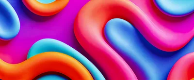 Abstract 3D Fluid Shapes With Vibrant Colors