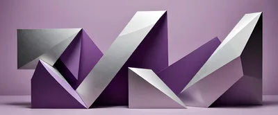 Abstract Geometric Shapes With Purple And Silver Textures