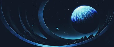 Futuristic Sci-Fi Planet With Orbital Rings In Deep Space