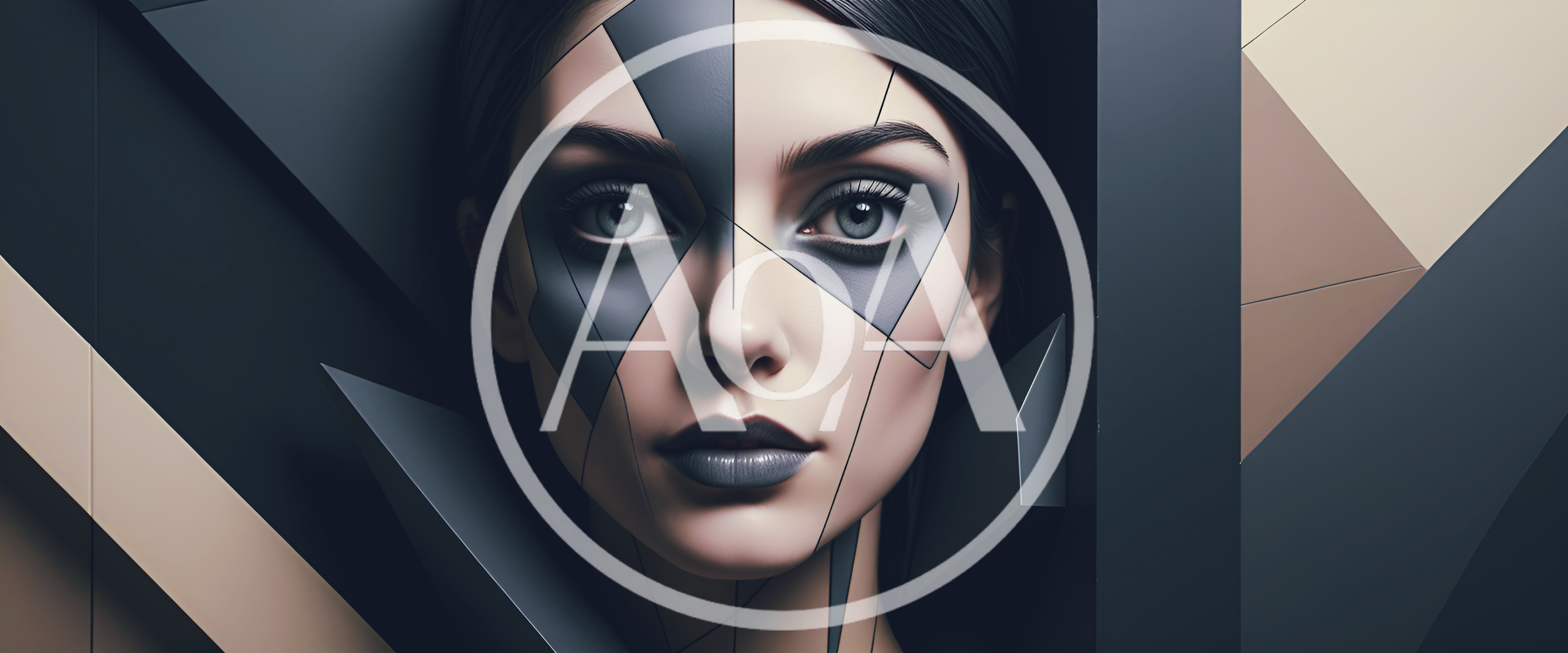 Portrait Of A Woman With Geometric Face Art