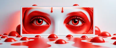 Surreal Artistic Portrait Featuring Intense Red Eyes